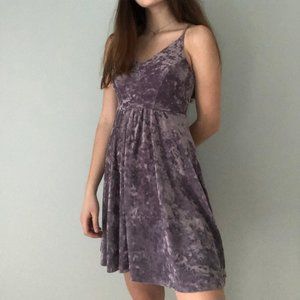 Purple Velvet Cross-back Dress